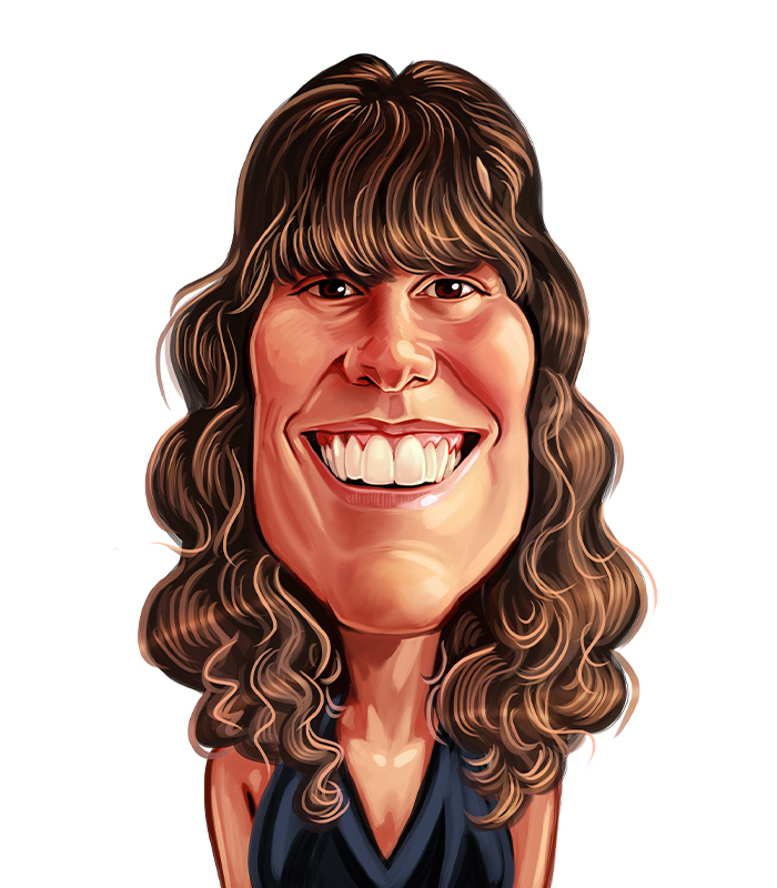 Caricature of Sharon Mort